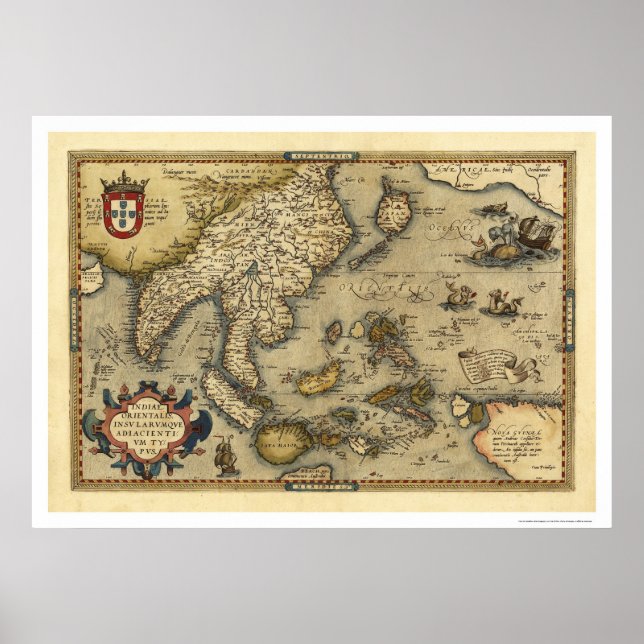 Affiches Carte Indienne Par Ortelius 1570 (Devant)
