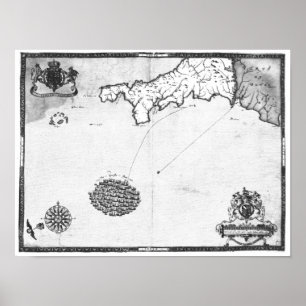 Affiches Carte indiquant le parcours de la flotte d'Armada