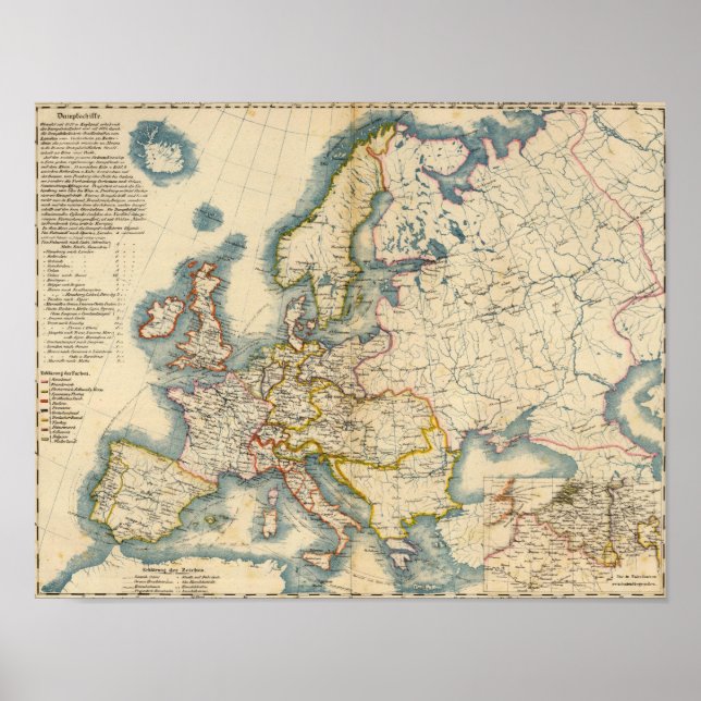 Affiches Carte industrielle commerciale de l'Europe (Devant)