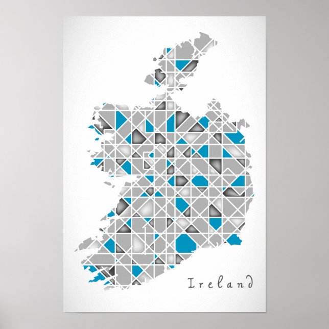 Affiches Carte Irlande| Crystal Diamond Style Artwork (Devant)