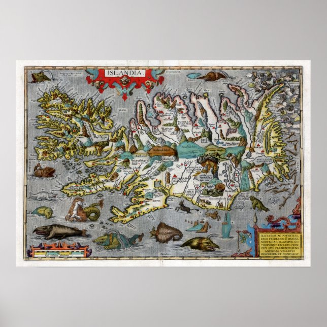 Affiches Carte Islande 1595 (Devant)