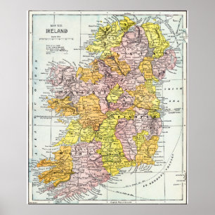 Affiches CARTE : L'IRLANDE, c1890