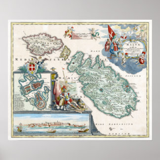 Affiches Carte Malte 1720