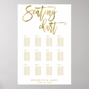 Affiches Carte mariage Avec Faux Gold Foil 24x36