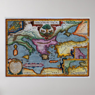 Affiches Carte méditerranéenne du XVIIe siècle