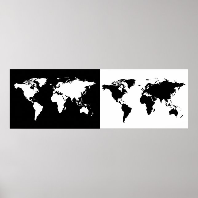 Affiches carte moitié noir/moitié blanc (Devant)
