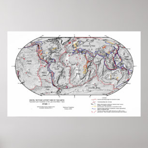 Affiches Carte mondiale de la Tectonique des plaques de lit