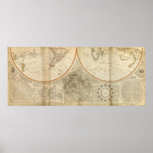 Affiches Carte mondiale de l'hémisphère sud