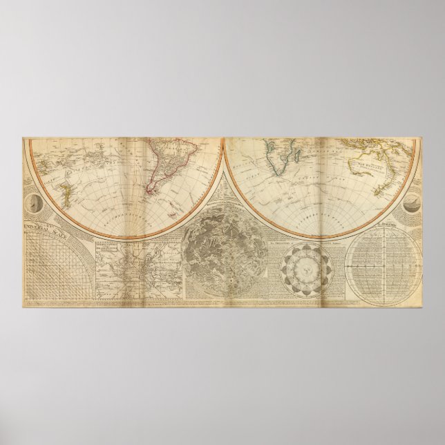Affiches Carte mondiale de l'hémisphère sud (Devant)