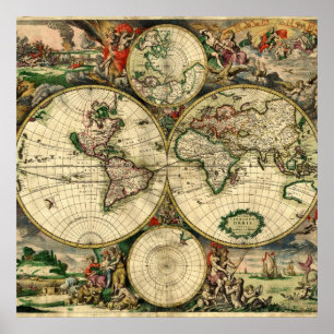Affiches Carte mondiale des cadeaux de 1689