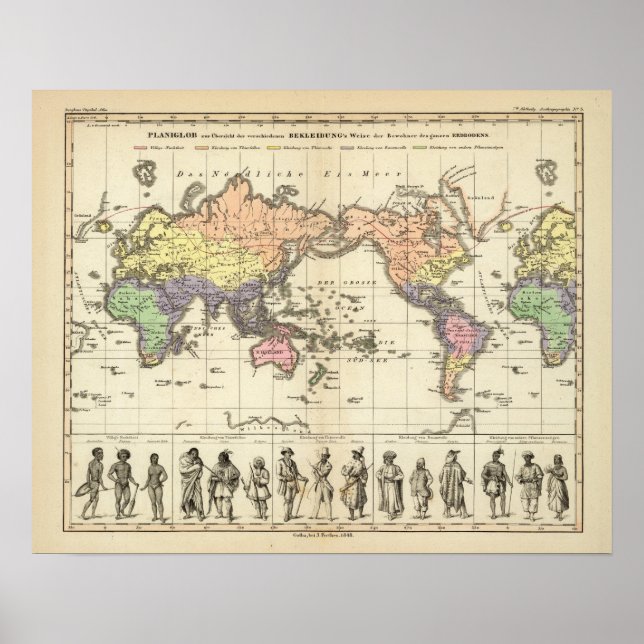 Affiches Carte mondiale des styles vestimentaires (Devant)