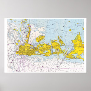 Affiches Carte nautique vintage de Key West, Floride