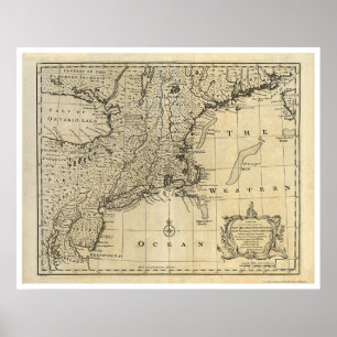 Affiches Carte New England New Jersey New York 1747