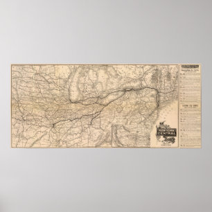 Affiches Carte New York Central et Hudson River Railroad