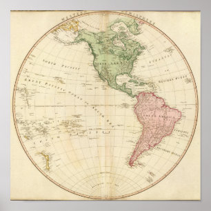Affiches Carte occidentale d'hémisphère