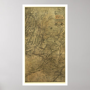 Affiches Carte occidentale et atlantique 1887 de chemin de