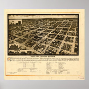 Affiches Carte panoramique antique Amarillo Texas 1912