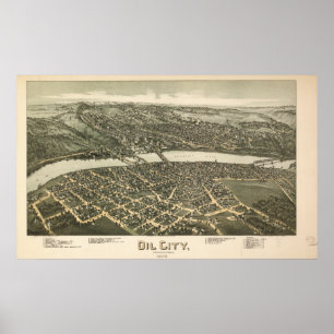 Affiches Carte panoramique antique de la Pennsylvanie 1896