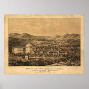 Affiches Carte panoramique antique de l'Université de Virgi