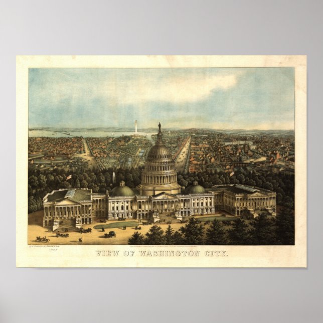 Affiches Carte panoramique antique Washington DC 1871 (Devant)