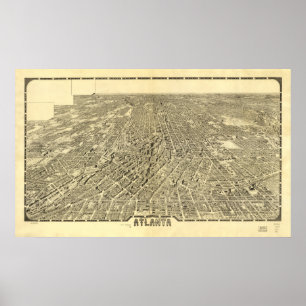 Affiches Carte panoramique Atlanta Georgia 1919
