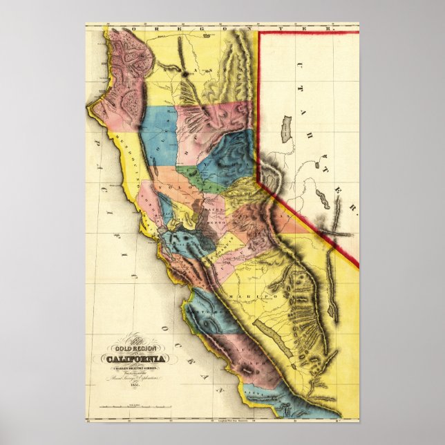 Affiches Carte panoramique Californie (Devant)