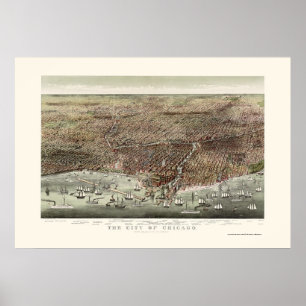 Affiches Carte panoramique de Chicago, IL - 1892b