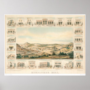 Affiches Carte panoramique de Mokelumne Hill 1855 (1107A)