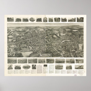 Affiches Carte panoramique de Southington le Connecticut