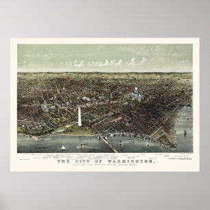 Affiches Carte panoramique de Washington, DC - 1892