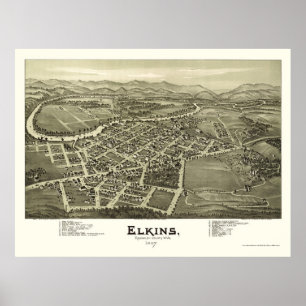 Affiches Carte panoramique d'Elkins, WV - 1897