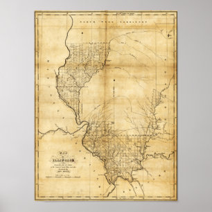 Affiches Carte panoramique IllinoisIllinois