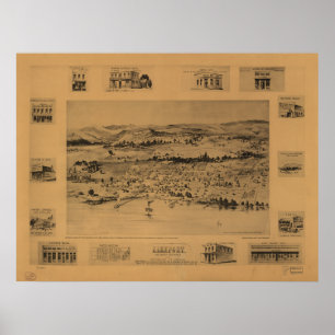 Affiches Carte panoramique Lakeport California 1888