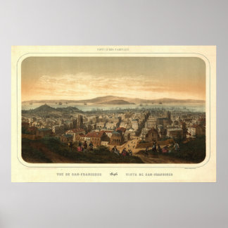 Affiches Carte panoramique San Francisco Birdseye 1846