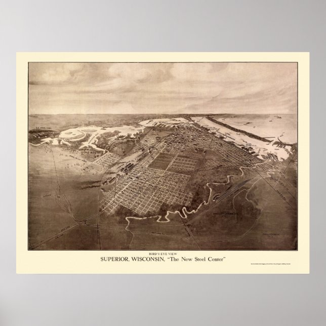 Affiches Carte panoramique Superior, WI - 1913 (Devant)