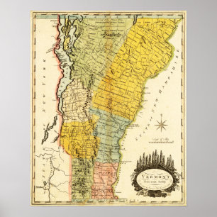 Affiches Carte panoramique VermontVermont
