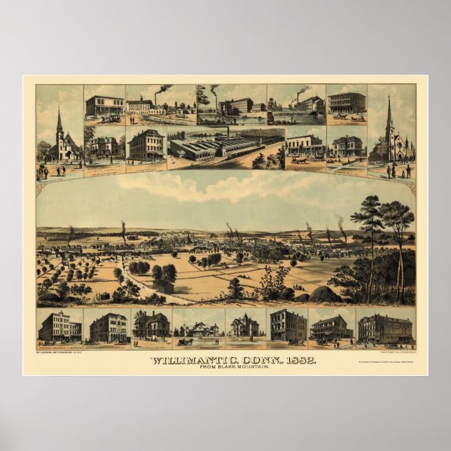 Affiches Carte panoramique Wilimantic CT - 1882 (Devant)