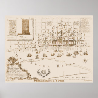 Affiches Carte Philadelphie 1762, réplique