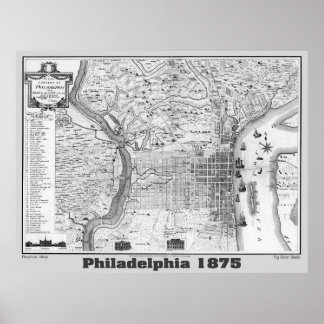 Affiches Carte Philadelphie 1875, réplique Grey