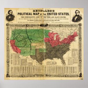 Affiches Carte politique des États-Unis de Reynolds