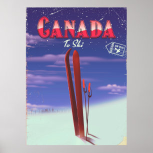 Affiches Carte postale Canada Air à ski.