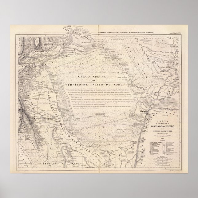 Affiches Carte, Province de Santiago del Estero (Devant)