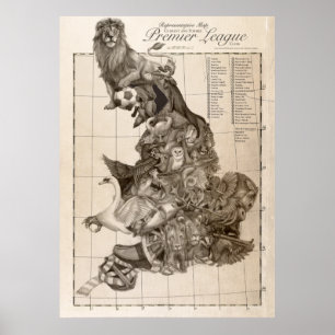 Affiches Carte représentative du football anglais