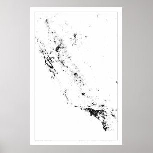 Affiches Carte routière du recensement de la Californie urb