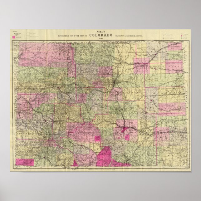 Affiches Carte topographique du Colorado de Nell (Devant)