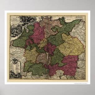 Affiches Carte tôt 1710 de l'Allemagne