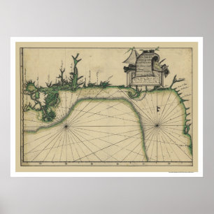 Affiches Carte tôt 1784 de Côte du Golfe