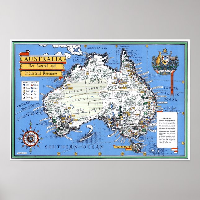 Affiches Carte touristique australienne (Devant)