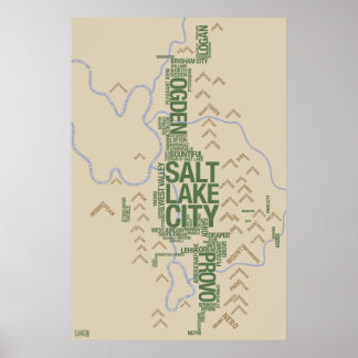 Affiches Carte typographique de l'avant de guêpe (Utah)