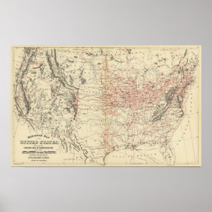 Affiches Carte USA de chemin de fer